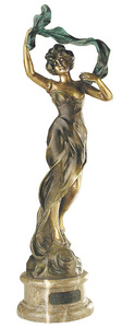 D.147m - Zéphyr, szec.női fig.szalaggal, márványon
